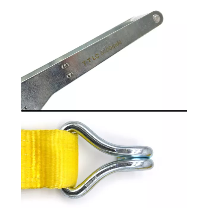 Sangle D'Arrimage 10m 50mm 5000 Kg - NTG Avec Cliquet Et Crochets Pointus, Testée TÜV/GS, Polyester Robuste Pour Camion Et Remorque