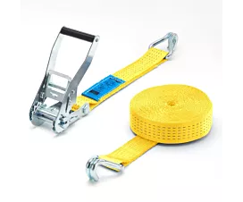 Tout - Sangles 50mm Sangle d’arrimage - 5T - 9m - 50mm - En 2 pièces - Crochets doigts serrés - Jaune Tout - Sangles 50mm Sangle d’arrimage - 5T - 9m - 50mm - En 2 pièces - Crochets doigts serrés - Jaune