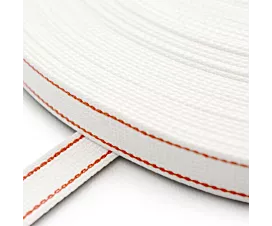 Sangle volet roulant, 22mm Sangle de volet roulant blanche avec 2 rayures rouges - (largeur 22mm) Sangle volet roulant, 22mm Sangle de volet roulant blanche avec 2 rayures rouges - (largeur 22mm)