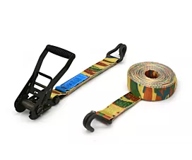 Tout - Sangles 50mm Sangle d’arrimage - 5T - 6m - 50mm - En 2 pièces - Crochets doigts serrés - Camouflage Tout - Sangles 50mm Sangle d’arrimage - 5T - 6m - 50mm - En 2 pièces - Crochets doigts serrés - Camouflage