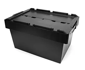 Bacs réutilisables Boîte de rangement empilable avec couvercle - 60x40x34cm - Standard - Noir Bacs réutilisables Boîte de rangement empilable avec couvercle - 60x40x34cm - Standard - Noir