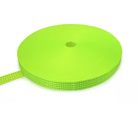 Tout - Polyester Sangle en polyester - 50mm - 6000kg - 100m en rouleau (Jaune fluo avec 4 rayures)