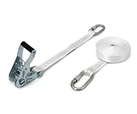 Tout - Sangles 35mm Sangle d’arrimage  - 2,2T - 7m - 35mm -  En 2 pièces - Mousquetons avec fermeture à vis - Blanc