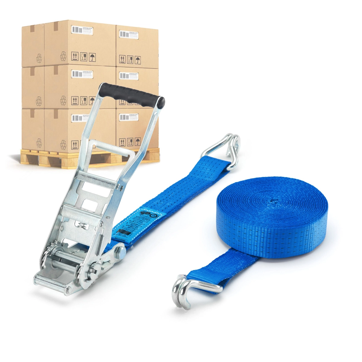 Lot De 2 Sangles D'arrimage 0.8m X 5cm - Charge 150kg, Boucle à Came, Bleu